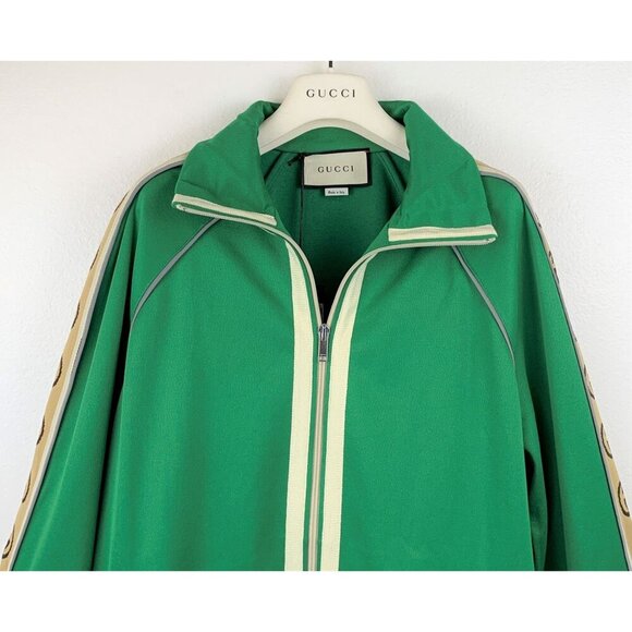 NWT Gucci Gg-jacquard Side-stripe Technical Track Jacket In Green Size XS - Picture 8 of 16